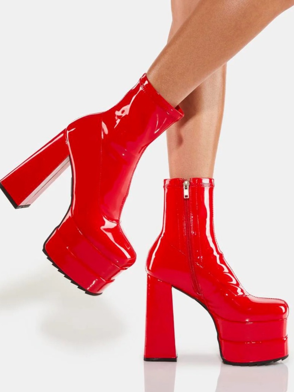 LAMODA Red Platform Boots